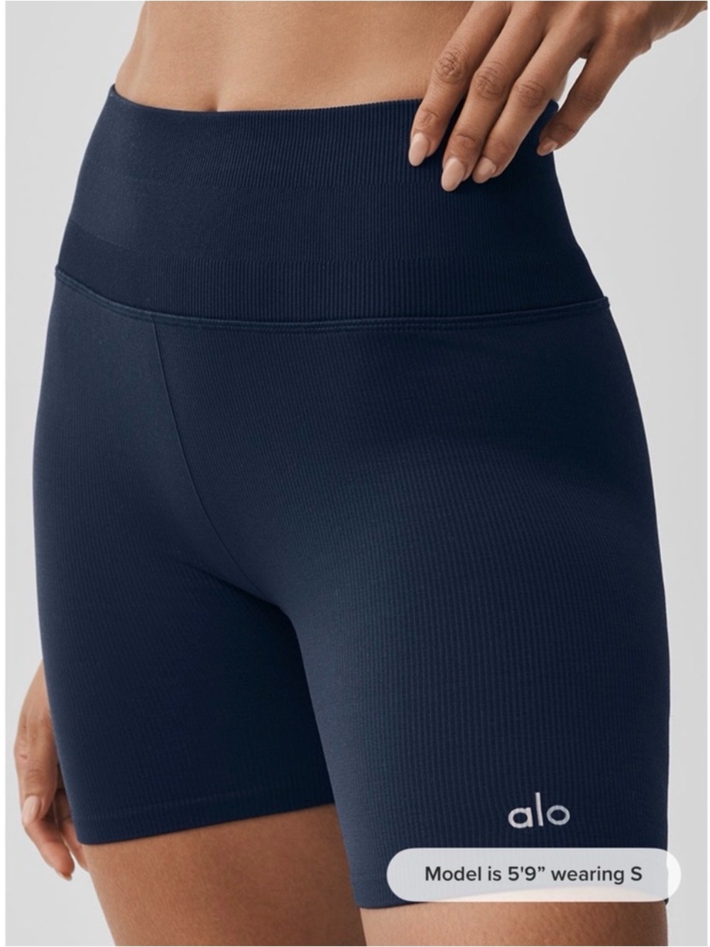 ALO 5” Navy Ribbed Favorite Shorts